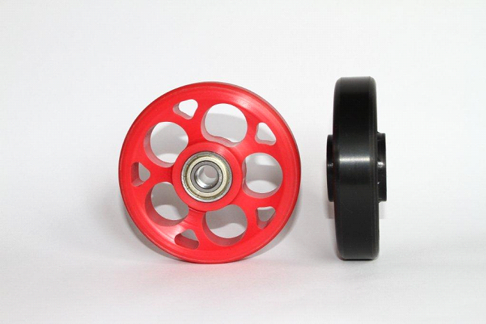 Red Ultimate Wheelie Bar Wheel, Black Wheel Side Profile